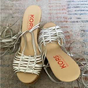 Kors strappy wedge sandals w/ ankle ties.